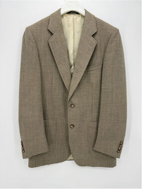 VTG Samuelsohn Brown Blue Plaid Wool Sport Coat Blazer Men Size 38R